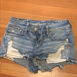 american eagle denim shorts with lace pockets